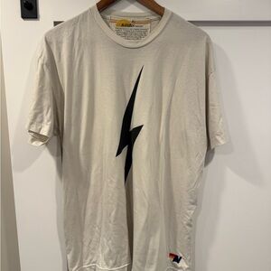 Aviator Nation Off-White Tee with Black Lightning